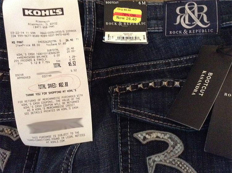 My $5.52 Rock & Republic jeans from Kohls