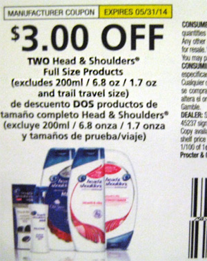 You can t get a discount on Head Shoulders for the trail Jill