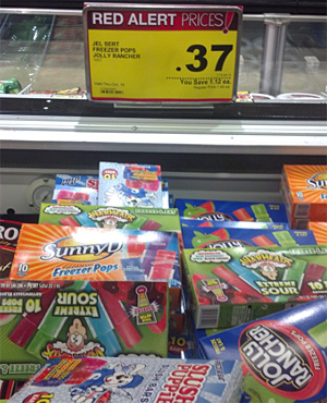 Clearance-hunting at Jewel-Osco: .37 HFCS-free freezer pops, .25 grill tools and more