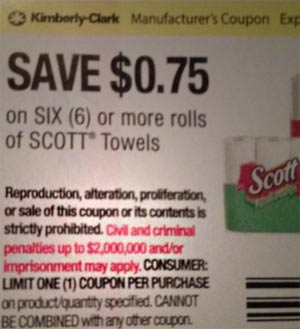 Kimberly-Clark adds $2 million prosecution warning to new coupons