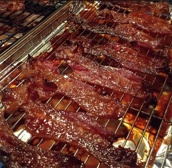 What’s on your big game menu today? I’m making candied bacon!