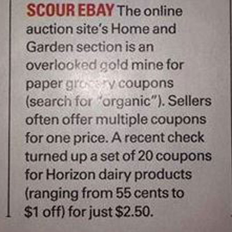 Author of All You magazine’s “Scour Ebay” for coupons story lifted tip from another magazine