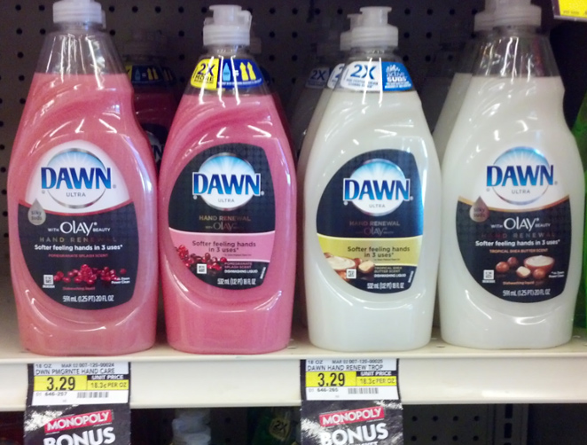 More grocery shrinkage in the store aisles: Dawn advertises “2X More”… yet it dropped two ounces from the bottle.