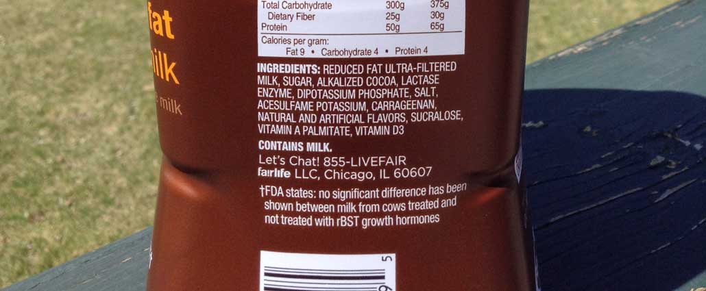 Fairlife milk label