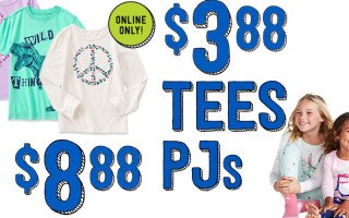 Crazy 8 kids’ clothing sale: $3.88 tees, $8.88 pajamas