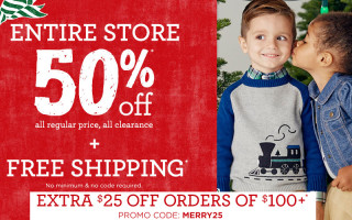 Today’s Gymboree sale: Free ship, 50% off everything + $25 off $100!