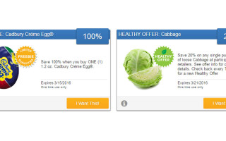 New SavingStar offers: 20% off cabbage and FREE Cadbury egg