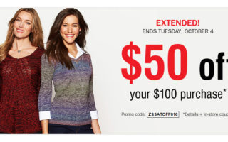 Carson’s $50 off $100 sale – no clearance exclusions!