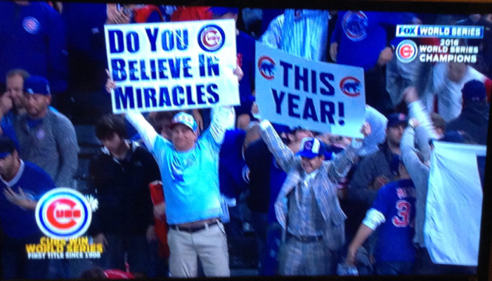 Hey Chicago, what do you say? My Cubbies WON IT ALL today!
