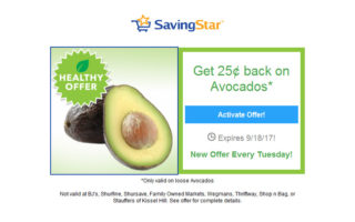 New SavingStar Healthy Offer: .25 off avocados