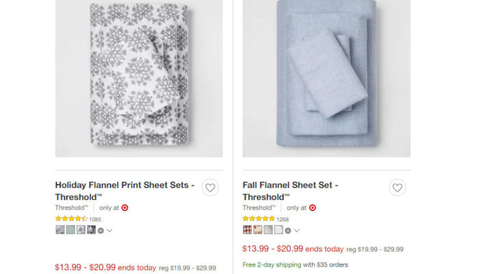 Great flannel sheets clearance at Target.com: $20.99 for King!